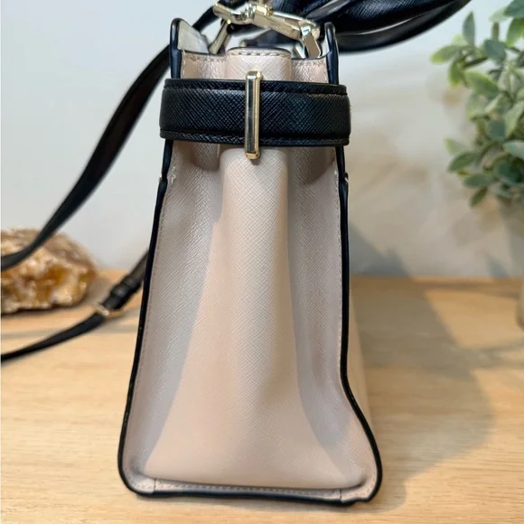 Kate Spade Colorblock Satchel Crossbody Black White Beige Gold - Picture 7 of 9